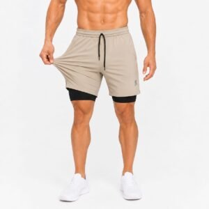 Compression 2 In 1 shorts beige